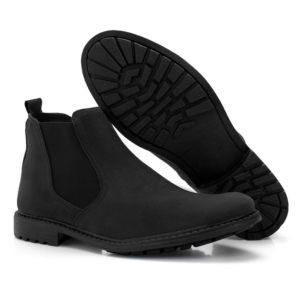 Bota Botina Casual Autem Originals Liso Elástico Bico Redondo e Sola Borracha Preto 2