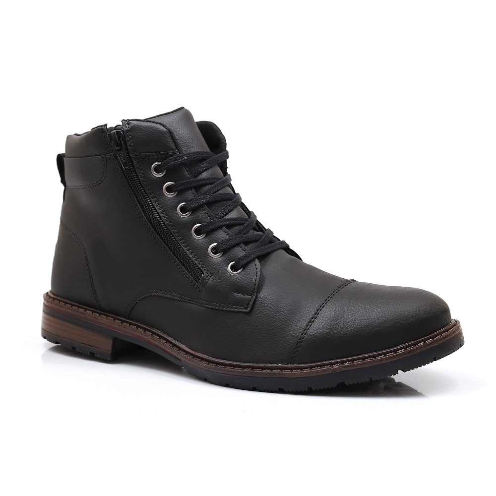 Bota Coturno Casual Autem Originals com Zíper Lateral Cadarço e Sola Borracha Preto 4