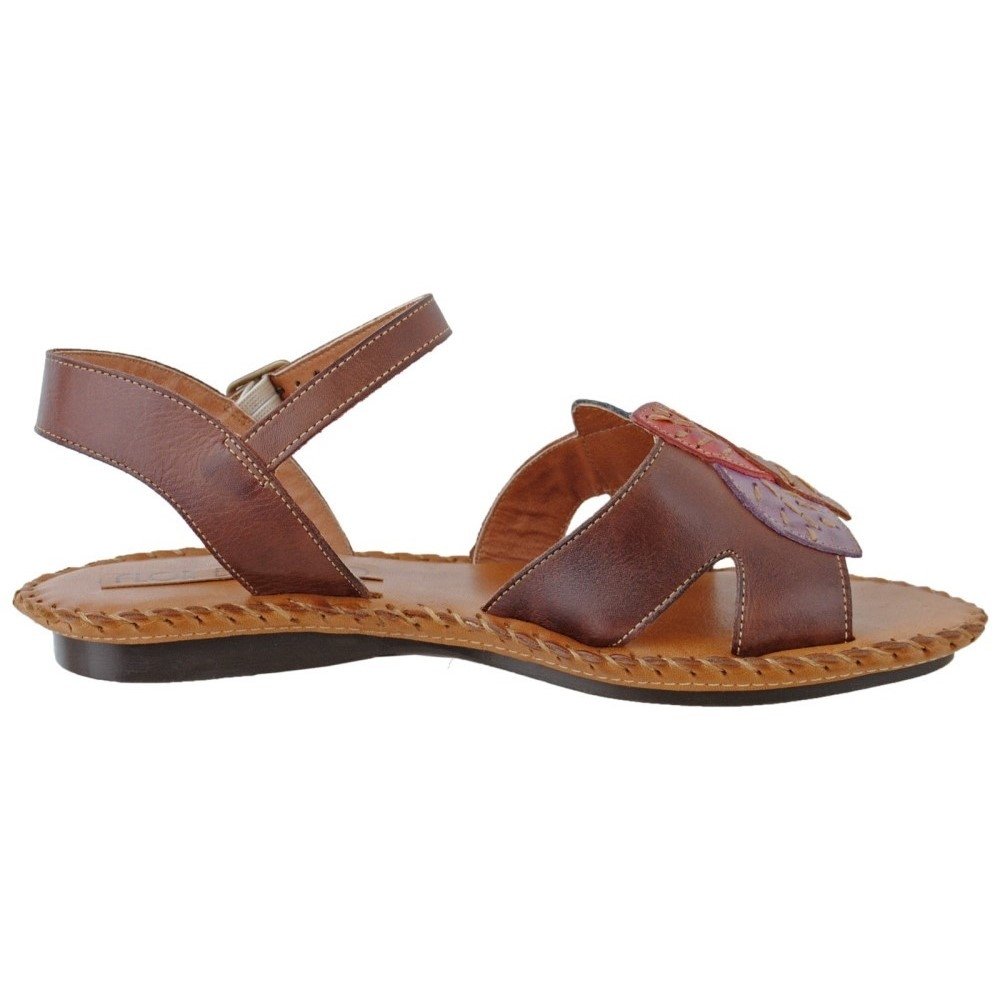 Sandália Rasteirinha Feminina em Couro com Costura Reforçada e Fivela Marrom 3