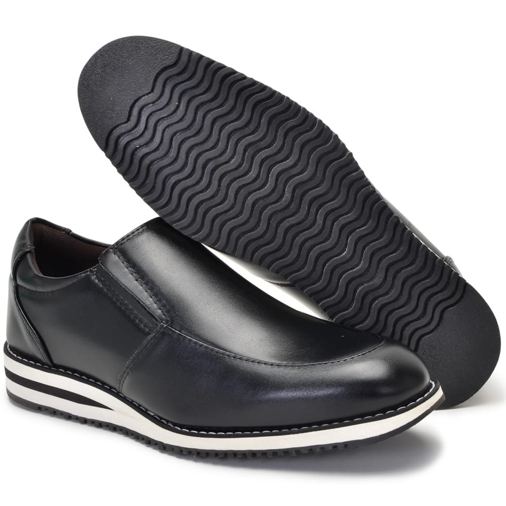 Sapato Oxford Liso Conforto e Estilo Moda Casual Homem Elegante Calce Facil Sola Leve Antiderrapante Preto 2