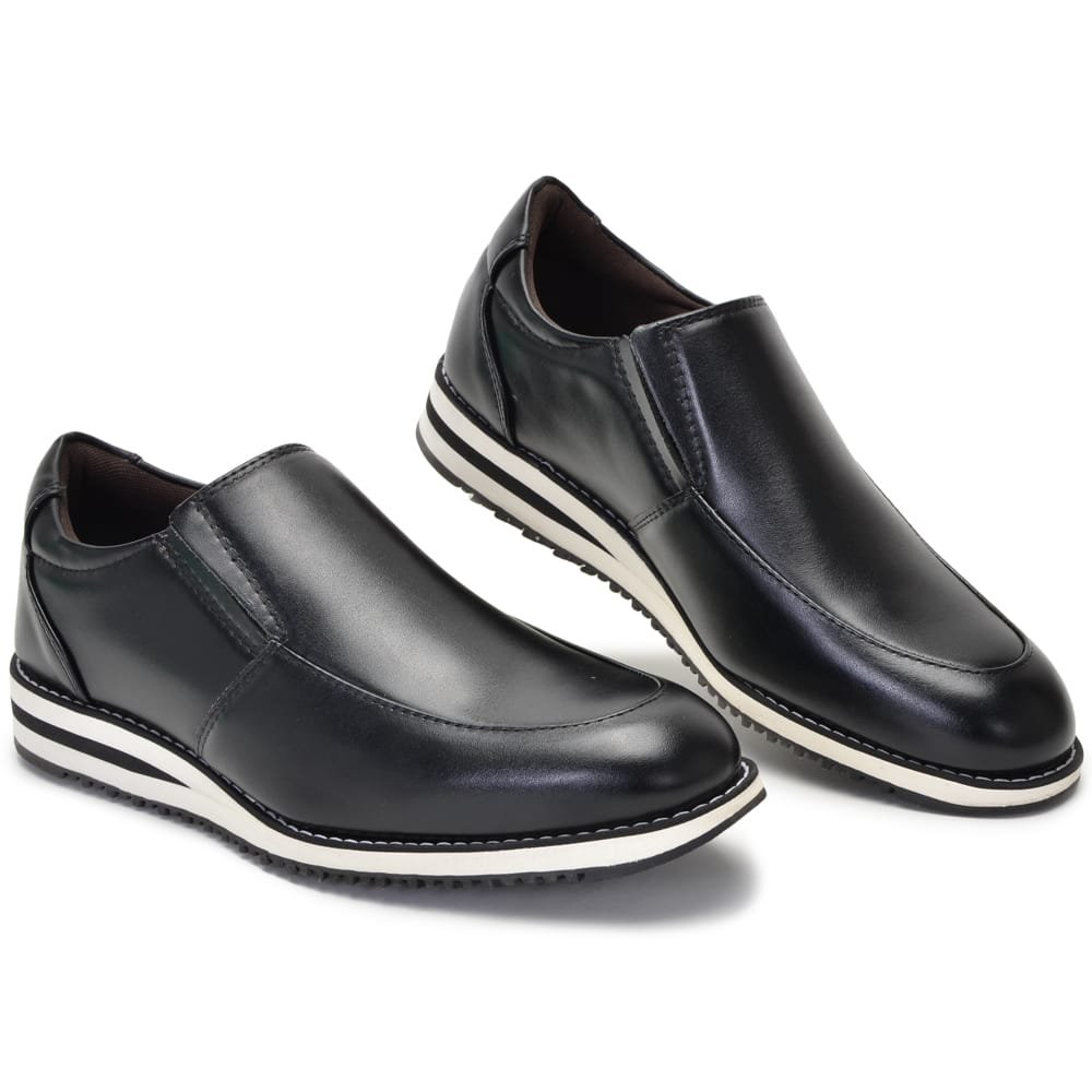 Sapato Oxford Liso Conforto e Estilo Moda Casual Homem Elegante Calce Facil Sola Leve Antiderrapante Preto 4
