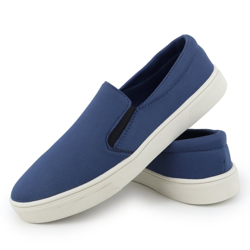 Sapatênis Slip On Casual Masculino Elástico Moda Calce Fácil Dia a Dia Confortável Azul 1