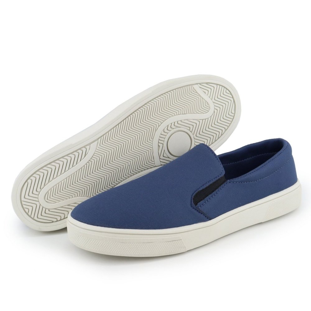 Sapatênis Slip On Casual Masculino Elástico Moda Calce Fácil Dia a Dia Confortável Azul 3