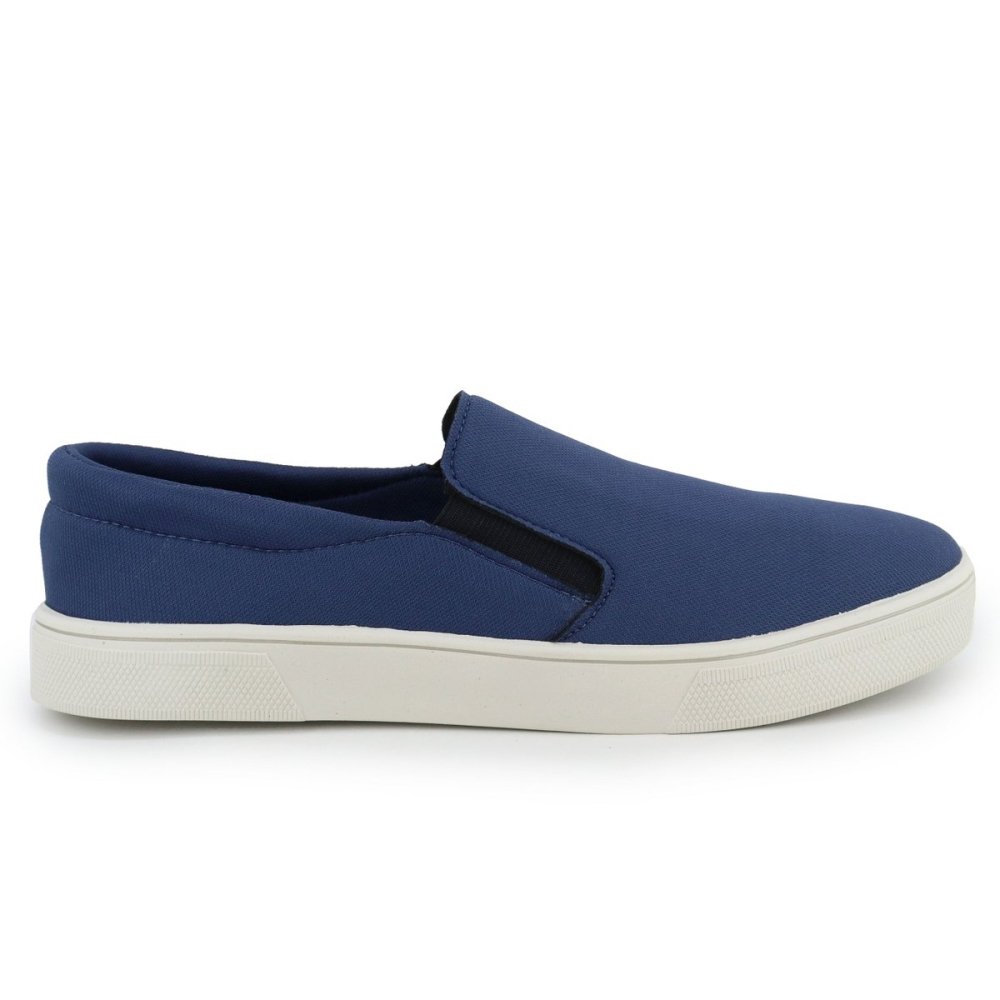 Sapatênis Slip On Casual Masculino Elástico Moda Calce Fácil Dia a Dia Confortável Azul 4