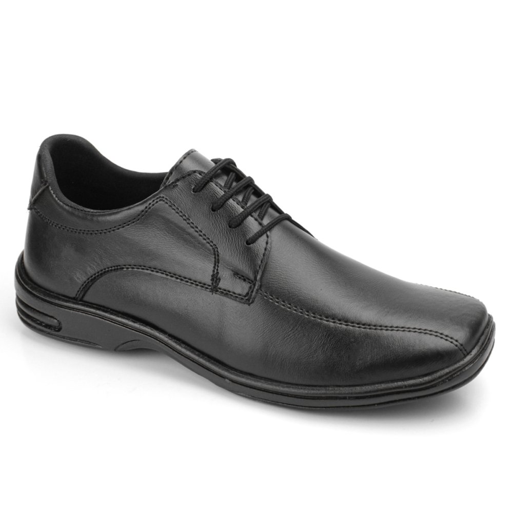 Sapato Casual Masculino Sola Borracha Com Cadarço e Costura Reforçada Preto 4