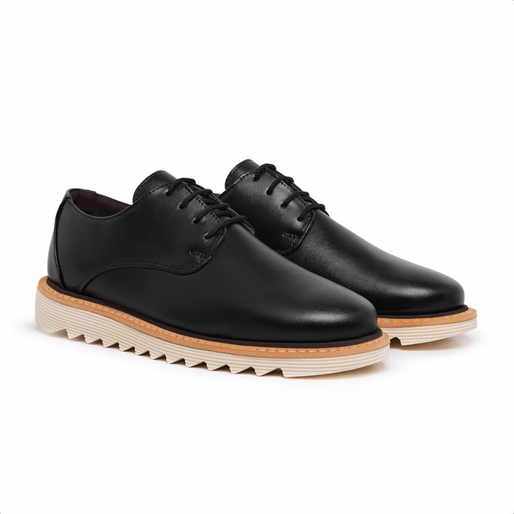 Sapato Casual Masculino Tratorado Derby Confort com Cadarço Preto 3