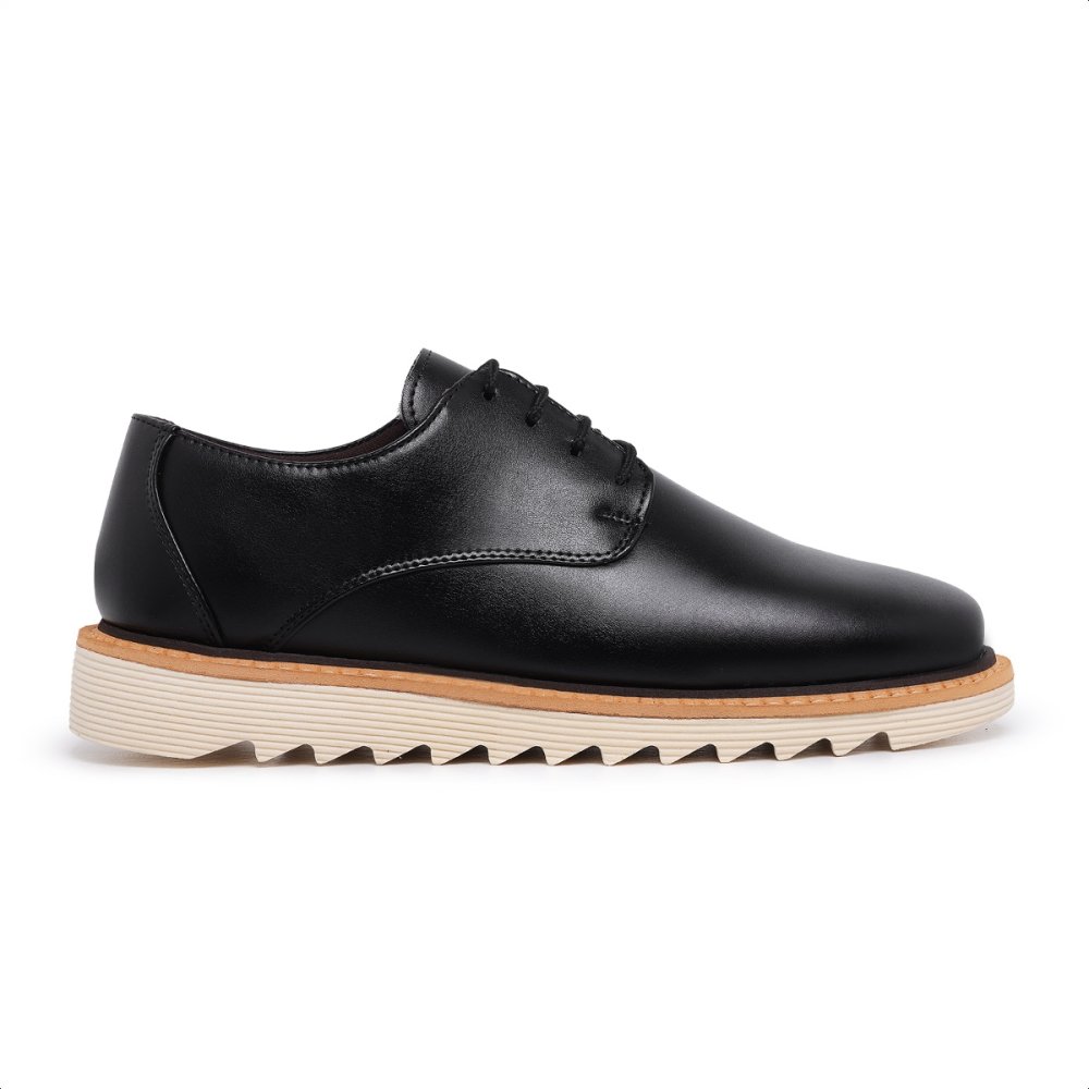 Sapato Casual Masculino Tratorado Derby Confort com Cadarço Preto 4