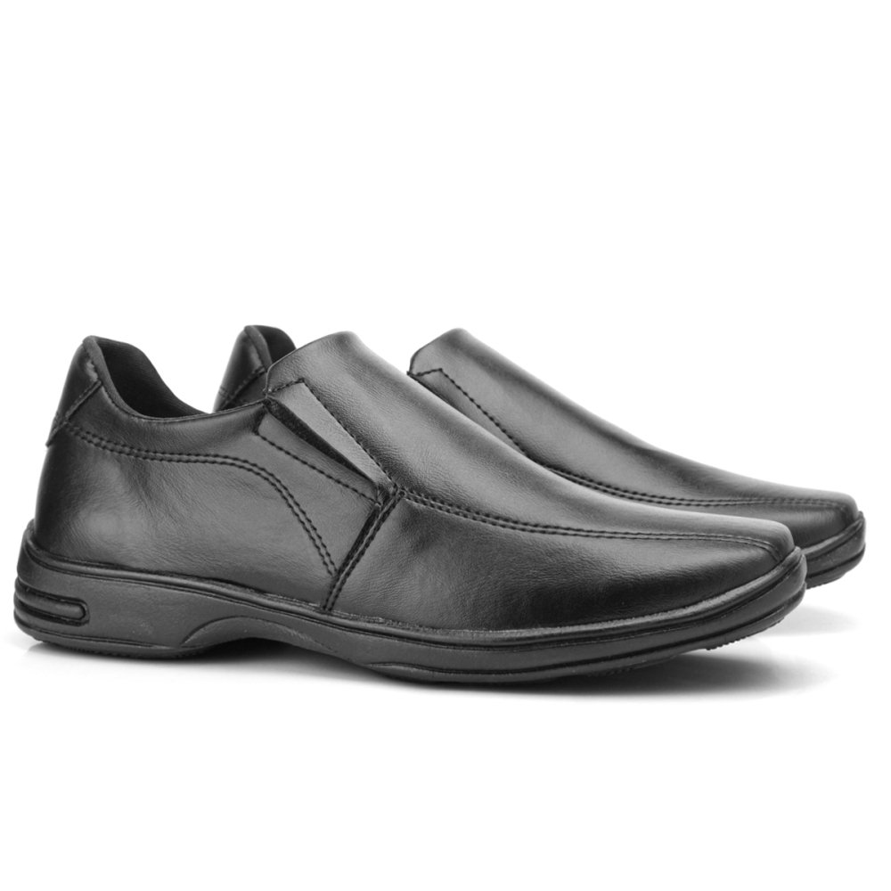 Sapato Social Masculino Confort Fechamento Ajustável e Elásticos Laterais Preto 1