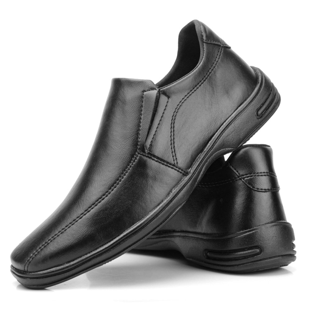 Sapato Social Masculino Confort Fechamento Ajustável e Elásticos Laterais Preto 4