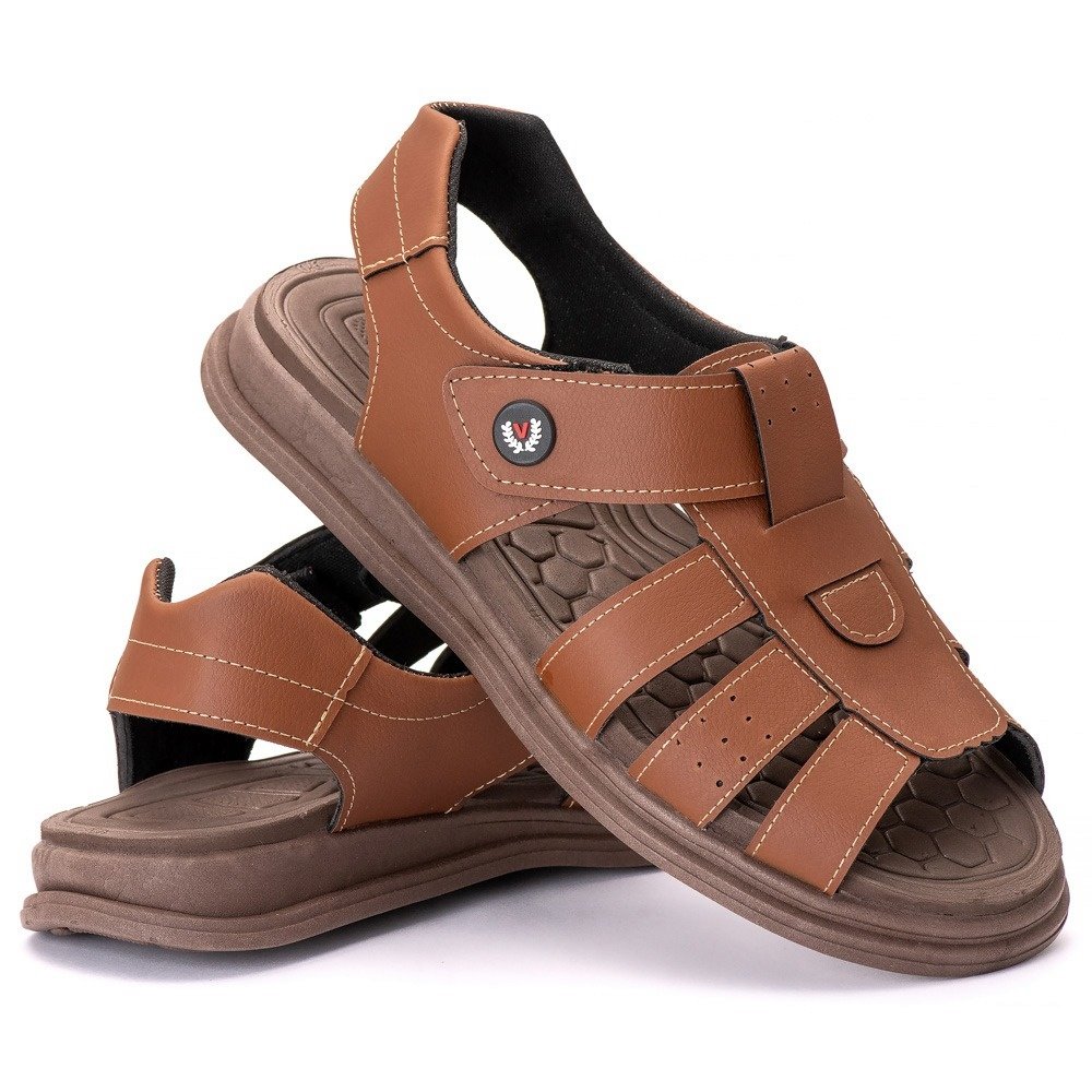 Sandália Masculina Casual Conforto Premium Caramelo
