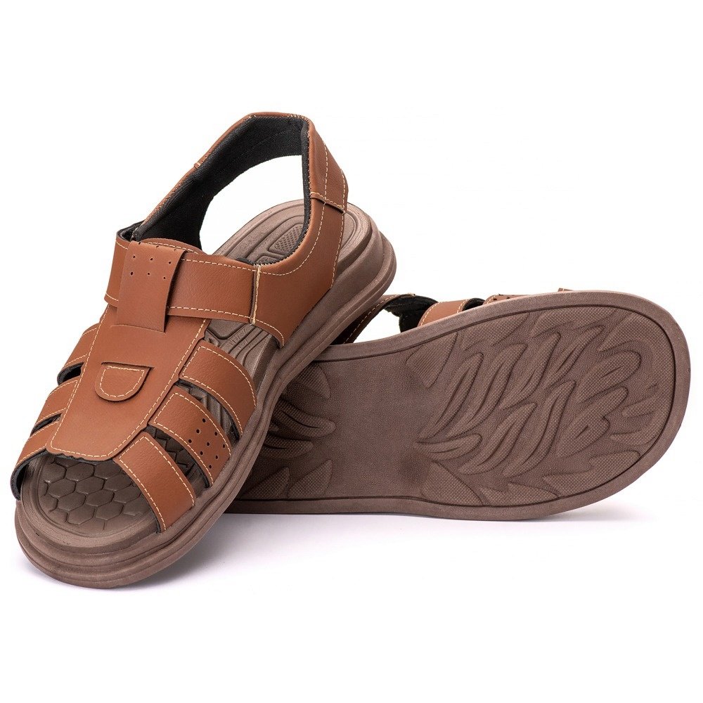 Sandália Masculina Casual Conforto Premium Caramelo Caramelo 2