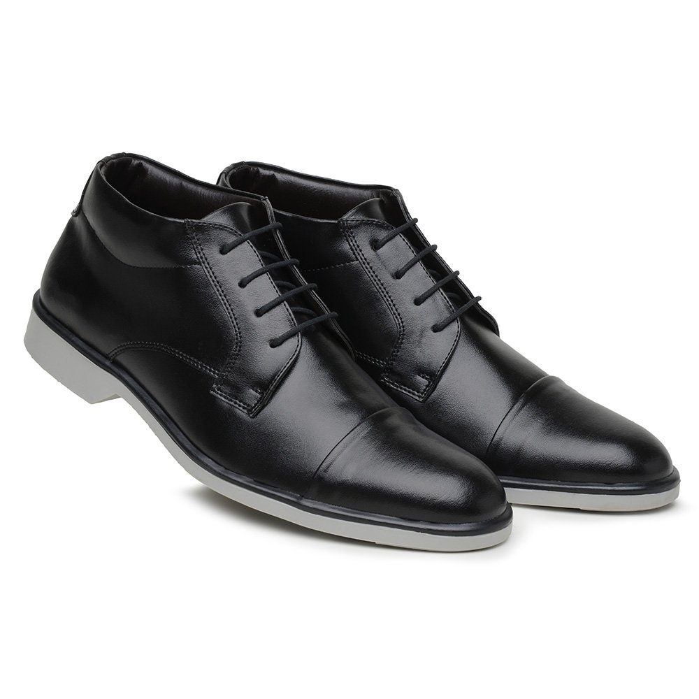 Sapato Social Sapataria Bertelli Cano Medio Liso com Cadarço e Bico Redondo Preto 2