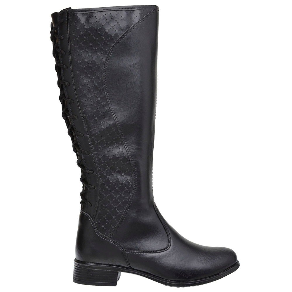 Bota Montaria Autem Originals com Textura Amarração Salto Baixo e Ziper Preto 2