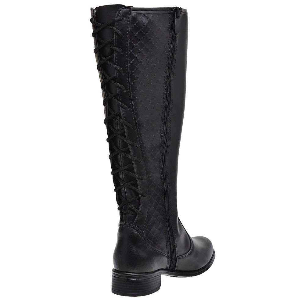 Bota Montaria Autem Originals com Textura Amarração Salto Baixo e Ziper Preto 3