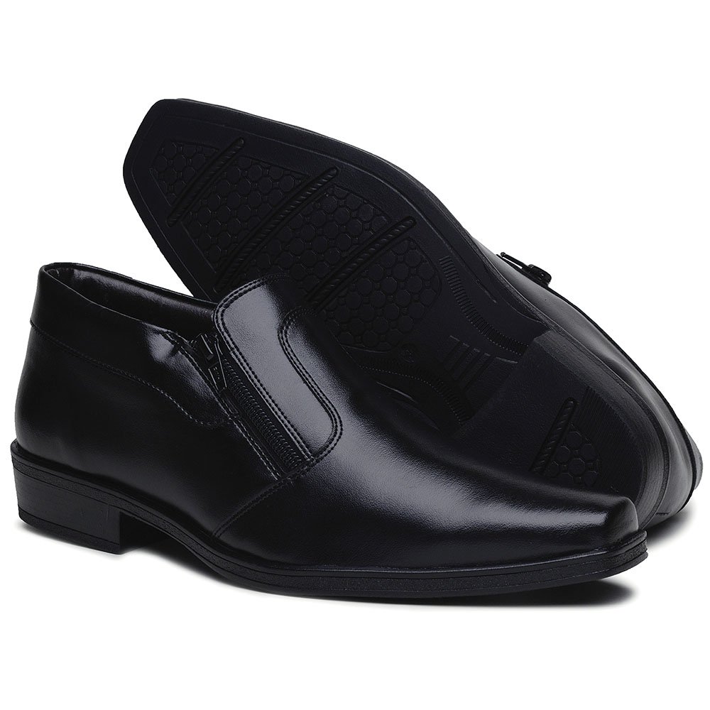 Sapato Social Sapataria Bertelli Bico Quadrado Liso com Ziper e Salto Quadrado