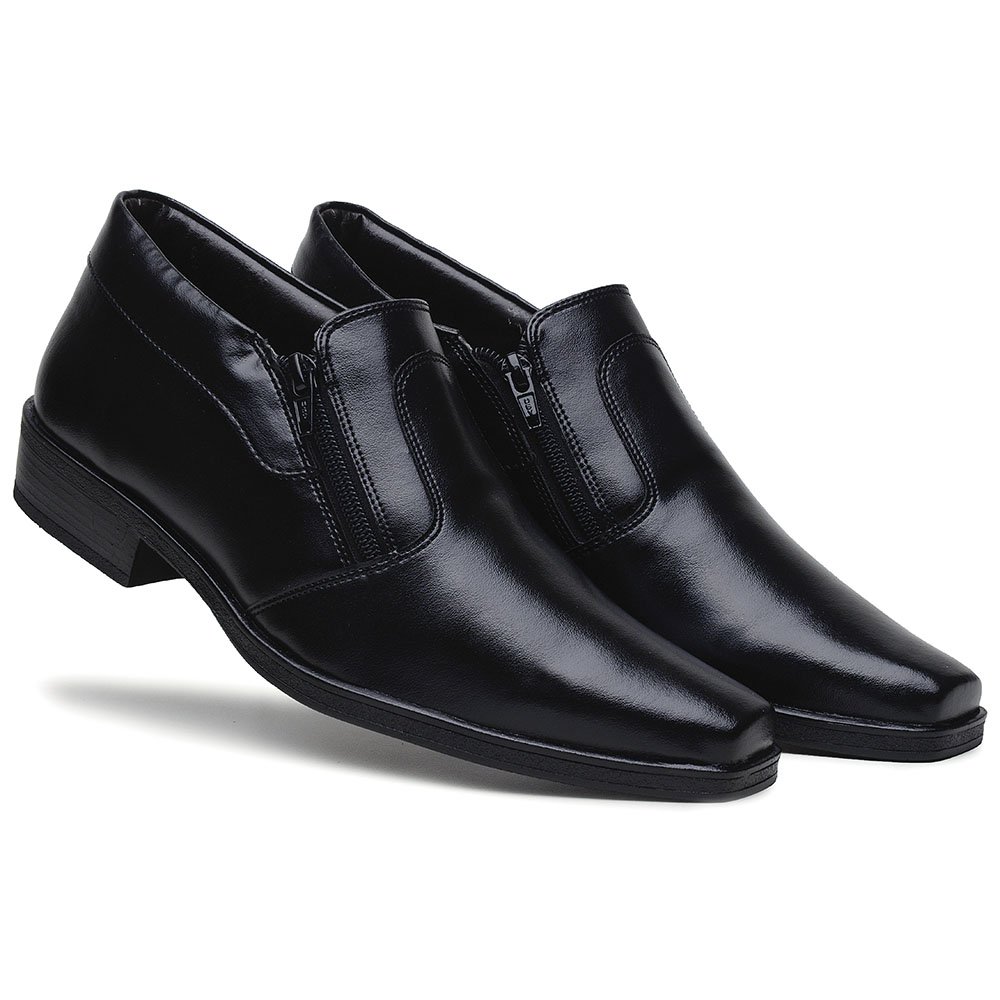 Sapato Social Sapataria Bertelli Bico Quadrado Liso com Ziper e Salto Quadrado Preto 2