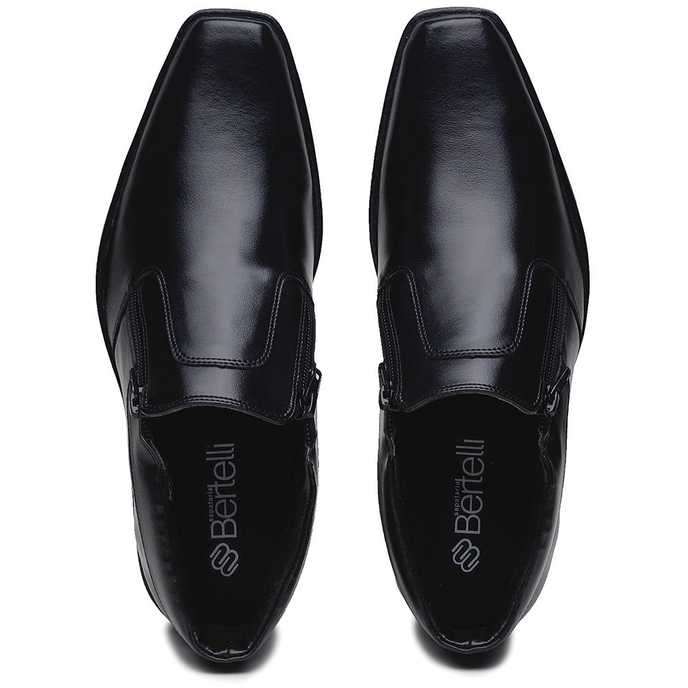 Sapato Social Sapataria Bertelli Bico Quadrado Liso com Ziper e Salto Quadrado Preto 3