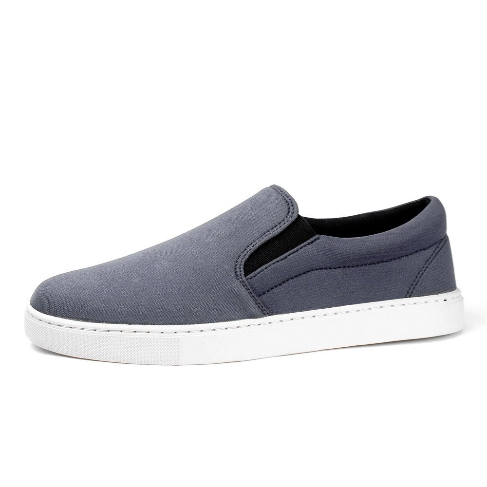 Tenis Slip On Autem Originals Liso de Tecido Calce Facil sem Cadarço Sola Reta Cinza 2