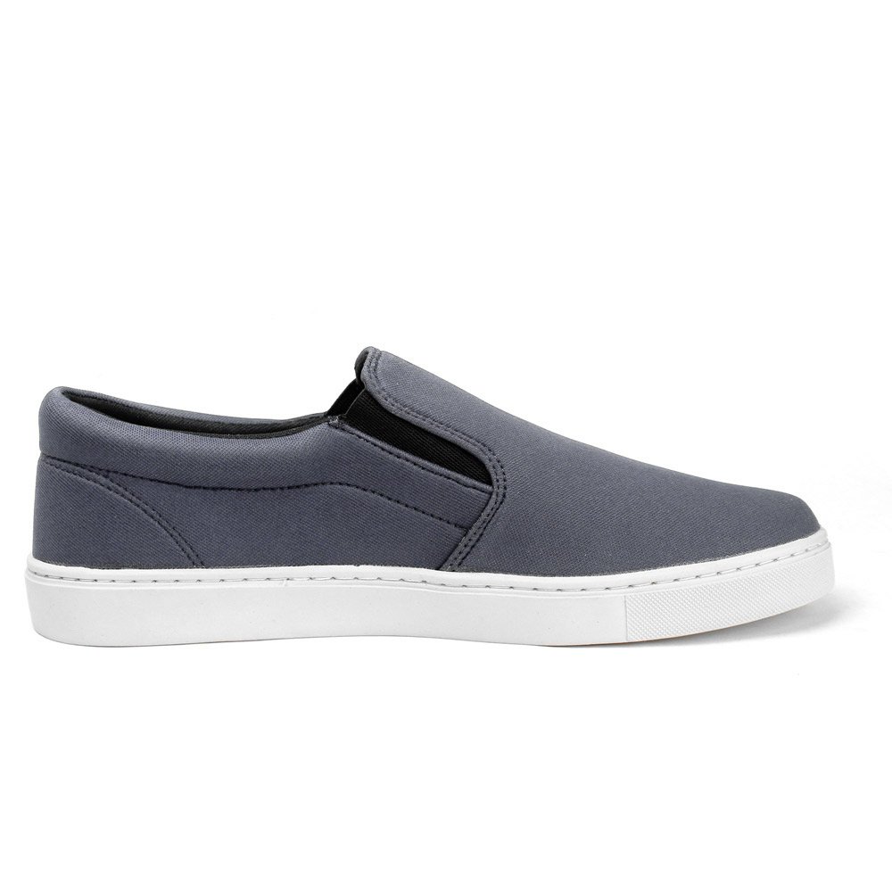 Tenis Slip On Autem Originals Liso de Tecido Calce Facil sem Cadarço Sola Reta Cinza 3