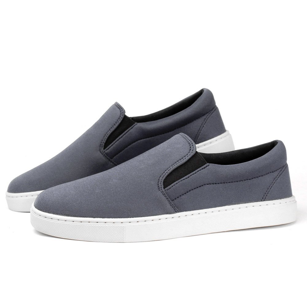 Tenis Slip On Autem Originals Liso de Tecido Calce Facil sem Cadarço Sola Reta Cinza 5