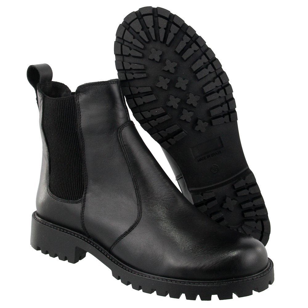 Bota Coturno Autem Originals de Couro Elasticos Laterais e Salto Quadrado Baixo Preto 3