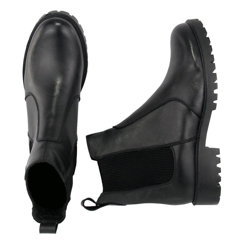 Bota Coturno Autem Originals de Couro Elasticos Laterais e Salto Quadrado Baixo Preto 4