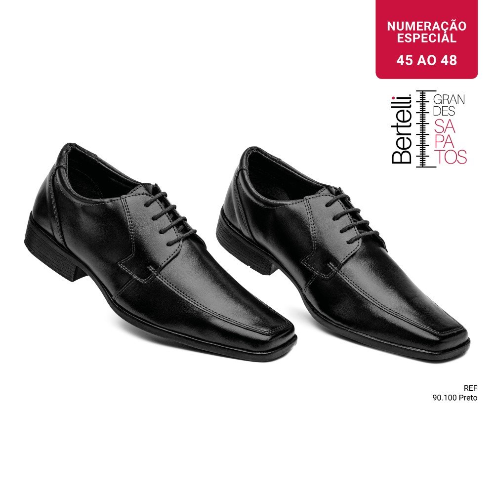 Sapato Social Sapataria Bertelli Quadrado Liso Masculino 2159 Preto 3