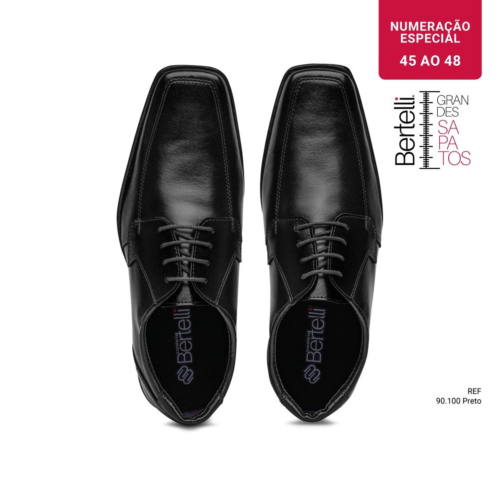 Sapato Social Sapataria Bertelli Quadrado Liso Masculino 2159 Preto 4