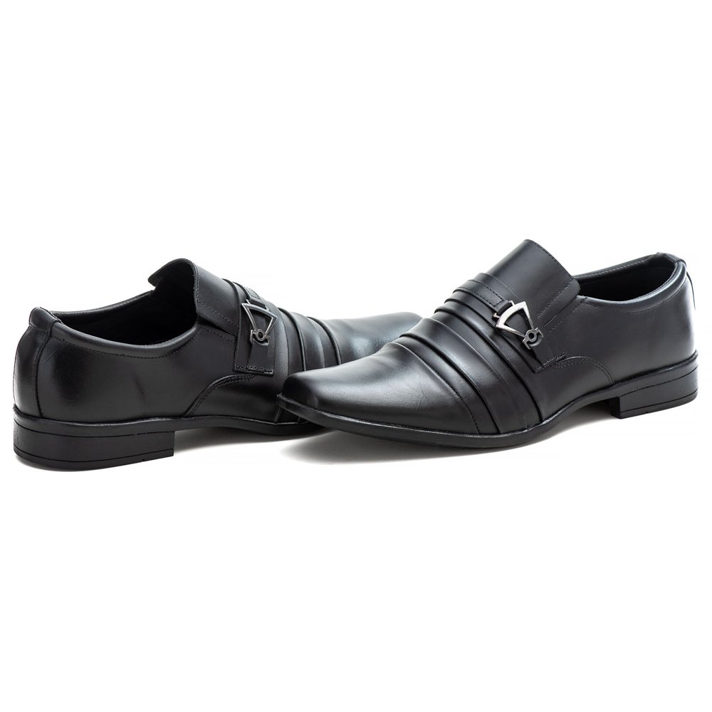 Sapato Social em Couro Autem Originals com Elástico Detalhe em Recortes e Metal Preto 2