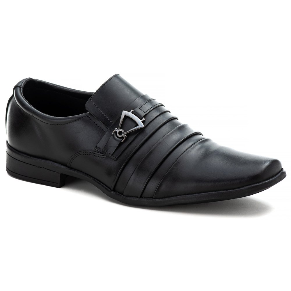 Sapato Social em Couro Autem Originals com Elástico Detalhe em Recortes e Metal Preto 3