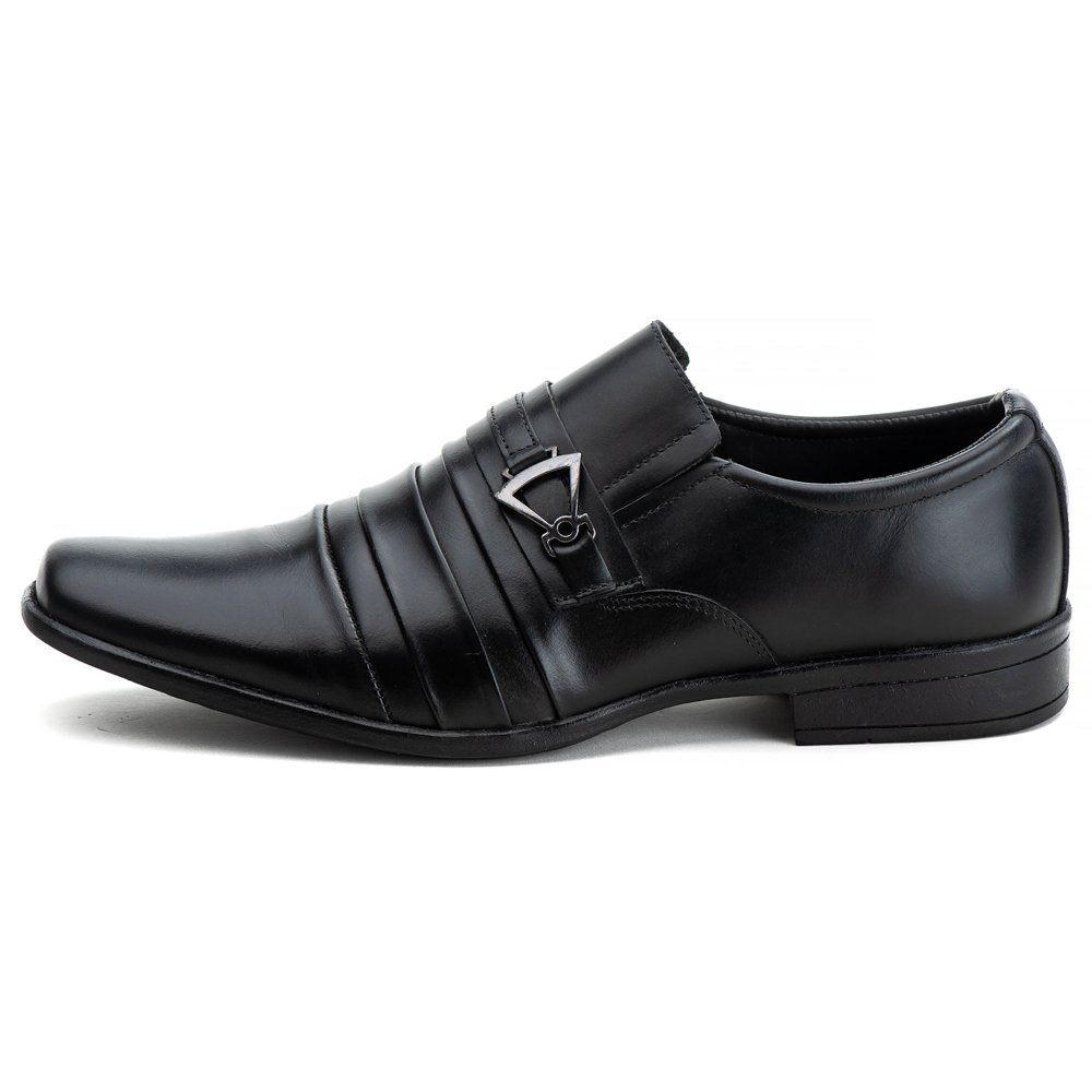 Sapato Social em Couro Autem Originals com Elástico Detalhe em Recortes e Metal Preto 4