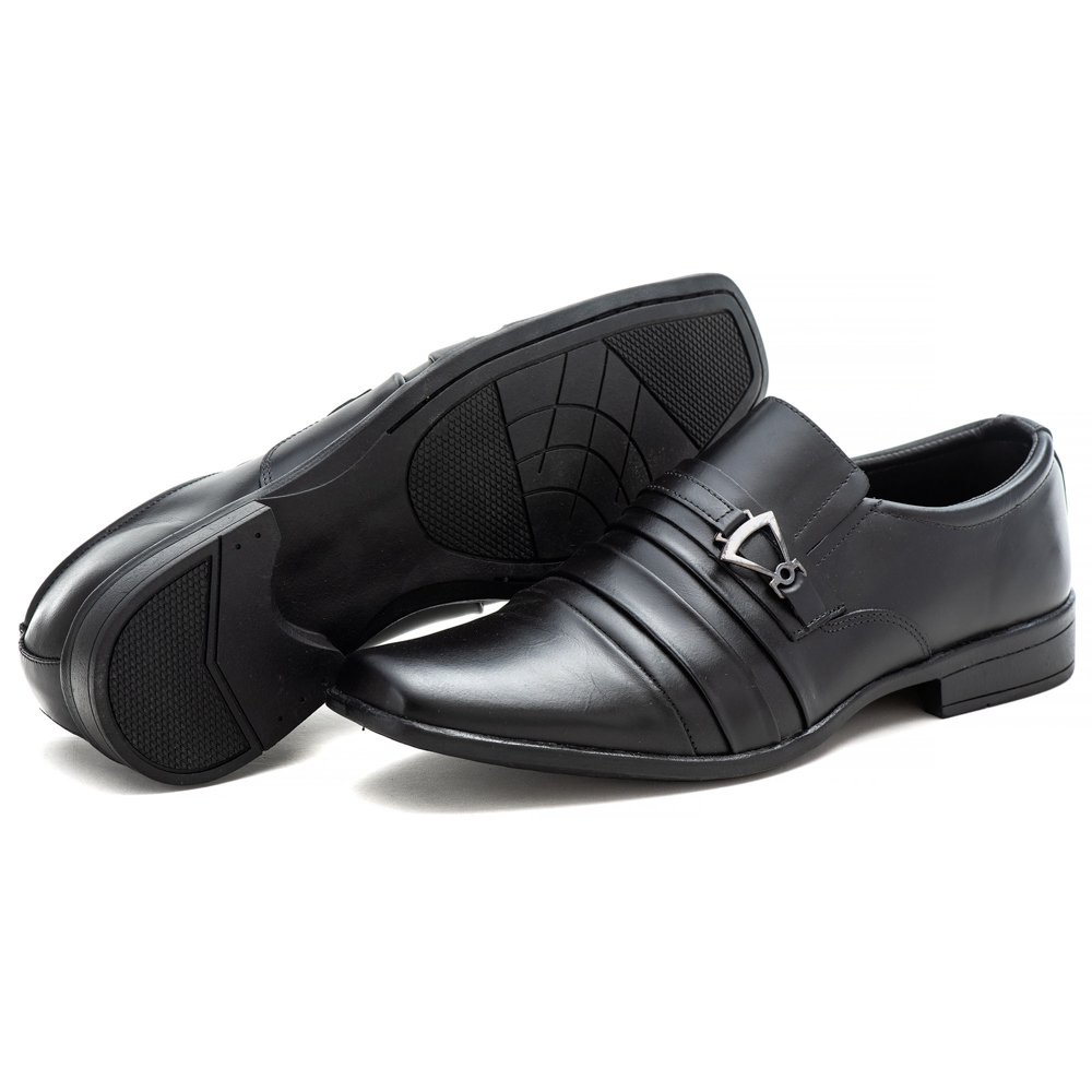 Sapato Social em Couro Autem Originals com Elástico Detalhe em Recortes e Metal Preto 5