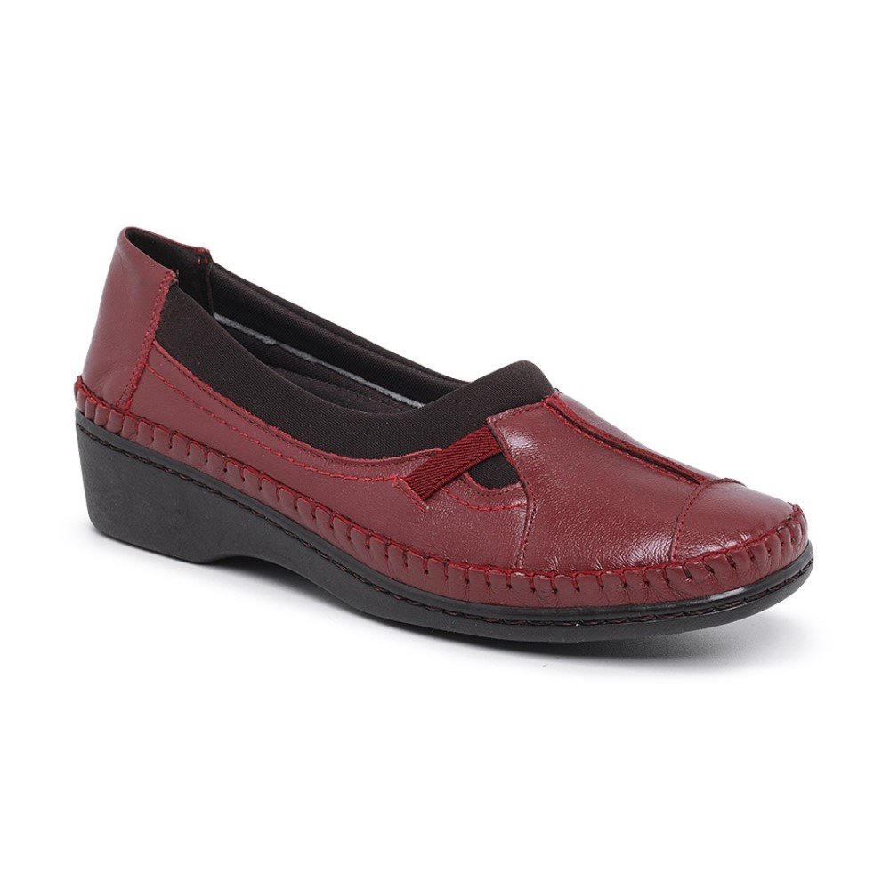 Sapato Conforto em Couro Autem Originals com Elástico Recortes e Sola Borracha Vermelho 3