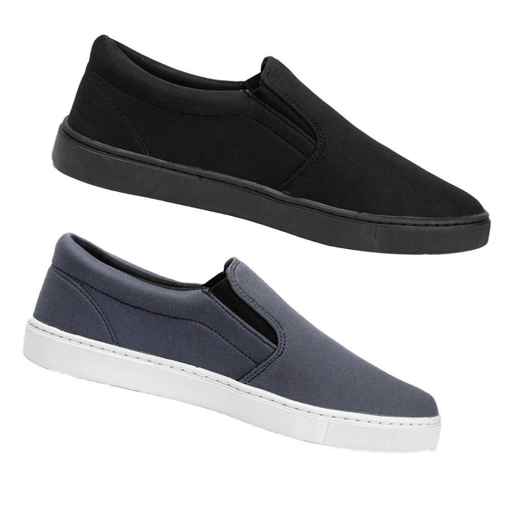 Kit 2 Pares Tênis Slip On Autem Originals Liso com Elástico e Sola Borracha Cinza 3