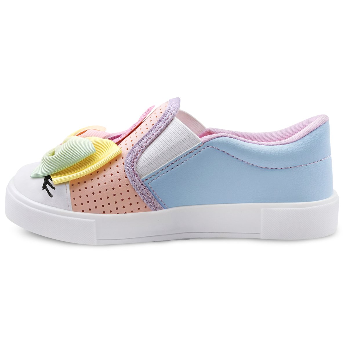 Tênis Iate infantil Unicórnio Menina Gatatuya Laço Rosa/Azul/Lilás Rosa/Branco 4