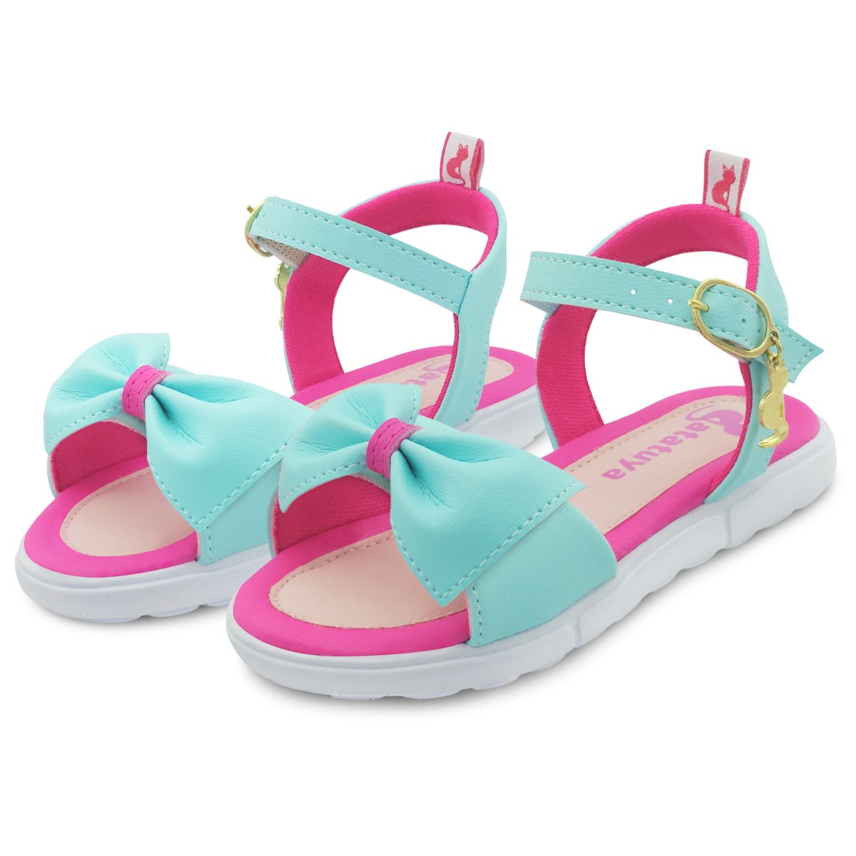 Sandália Infantil Com Laço Gatatuya Fivela Summer Menina Azul/Pink Azul 1