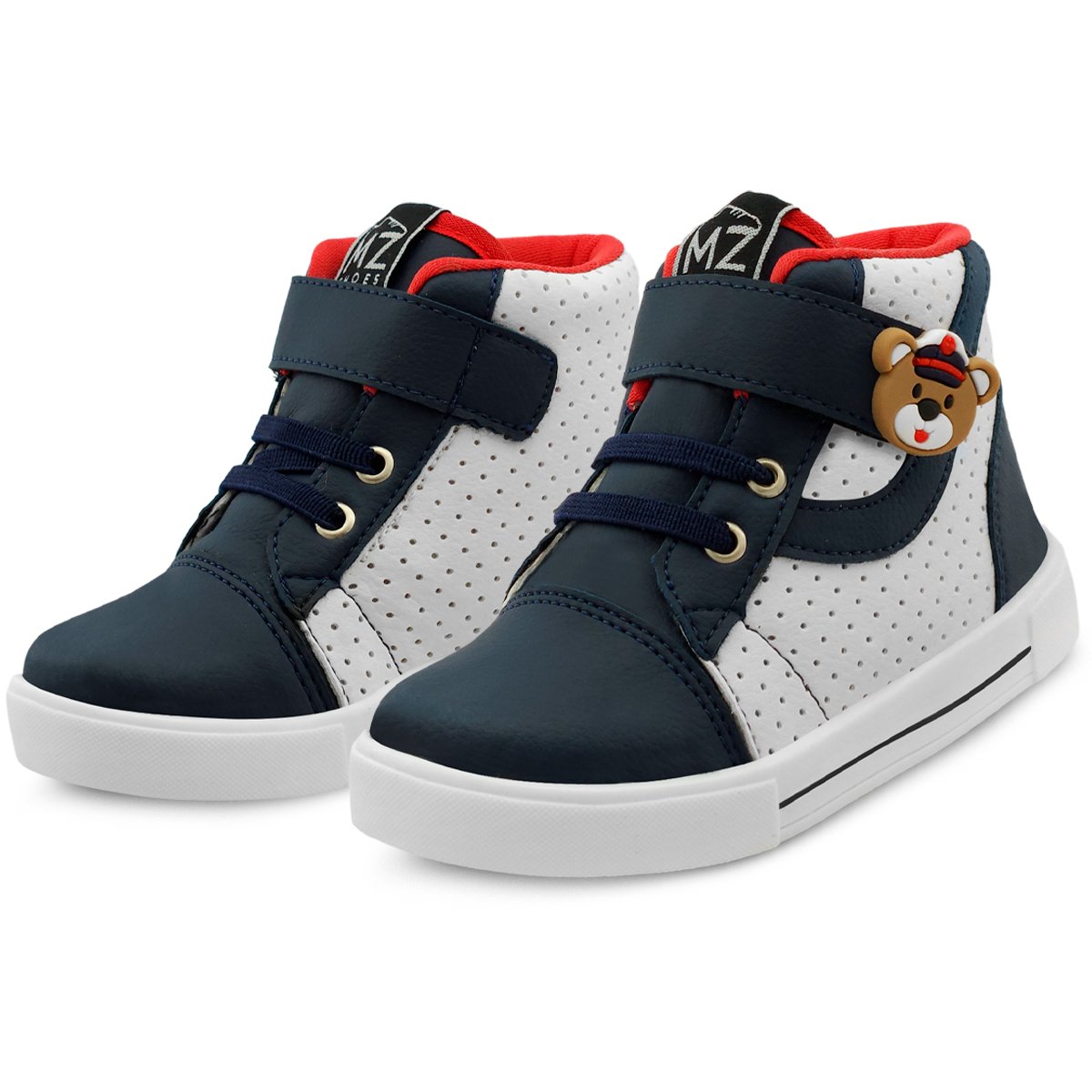 Tênis Infantil Menino Cano Alto Casual Masculino Ursinho Gatatuya Branco 1