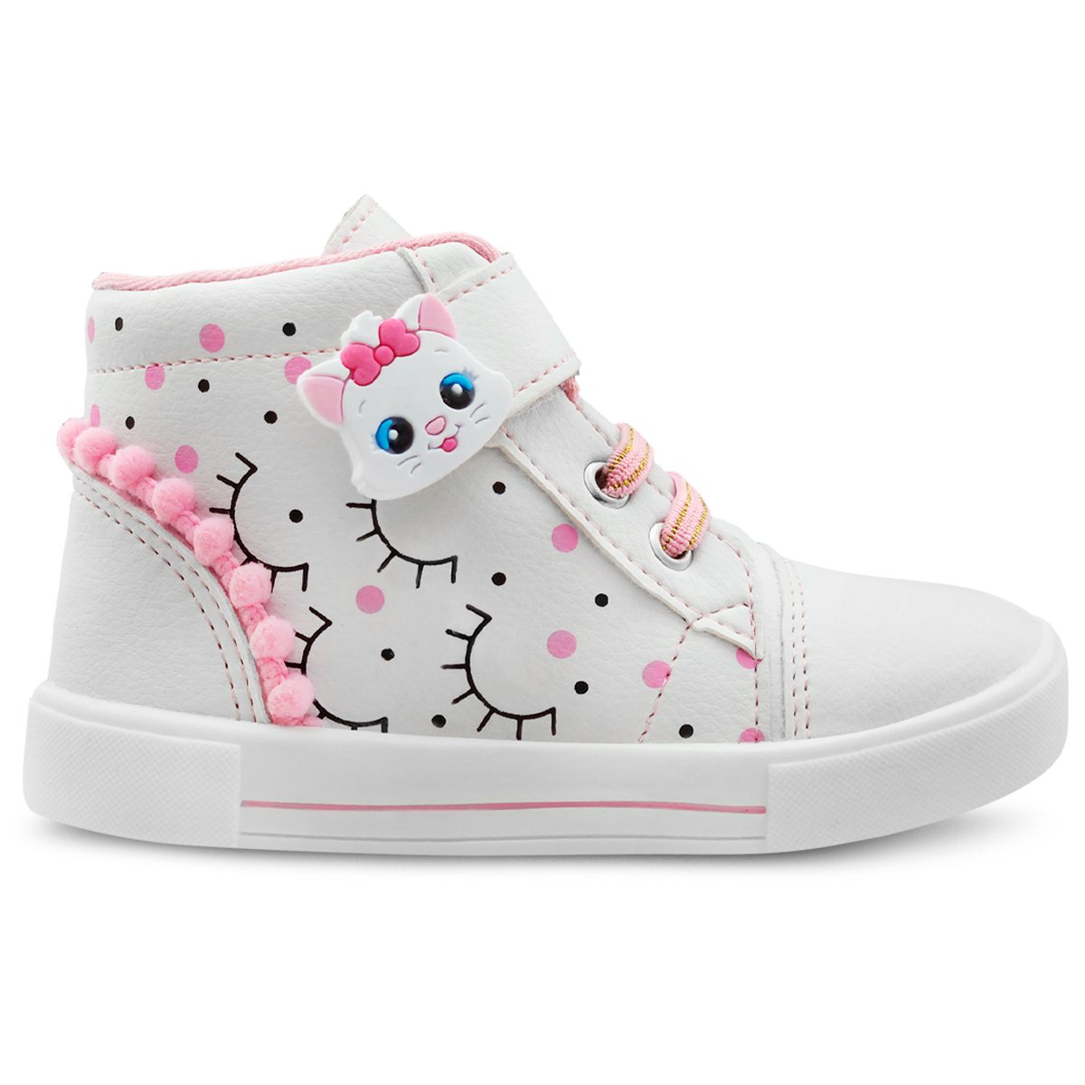 Kit 2 Pares Sandália Papete Cupcake E Tênis Gatinha Branco Menina Gatatuya Rosa 4
