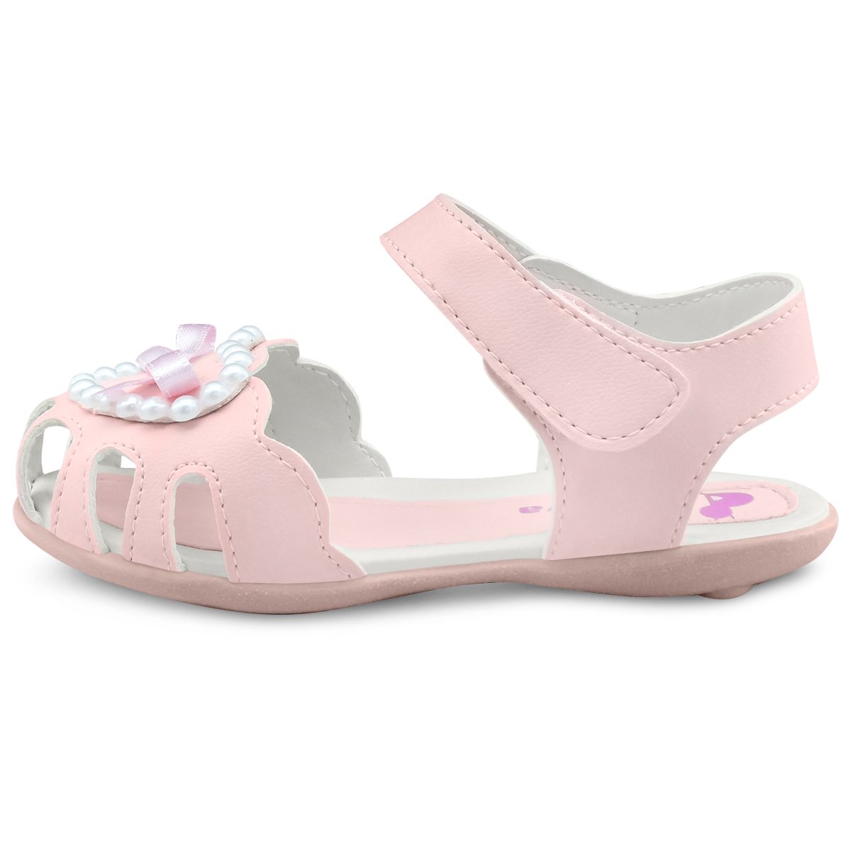 Kit Sandália Feminina Infantil Menina Coração Com Bolsa Rosa Pérolas Gatatuya Rosa 3