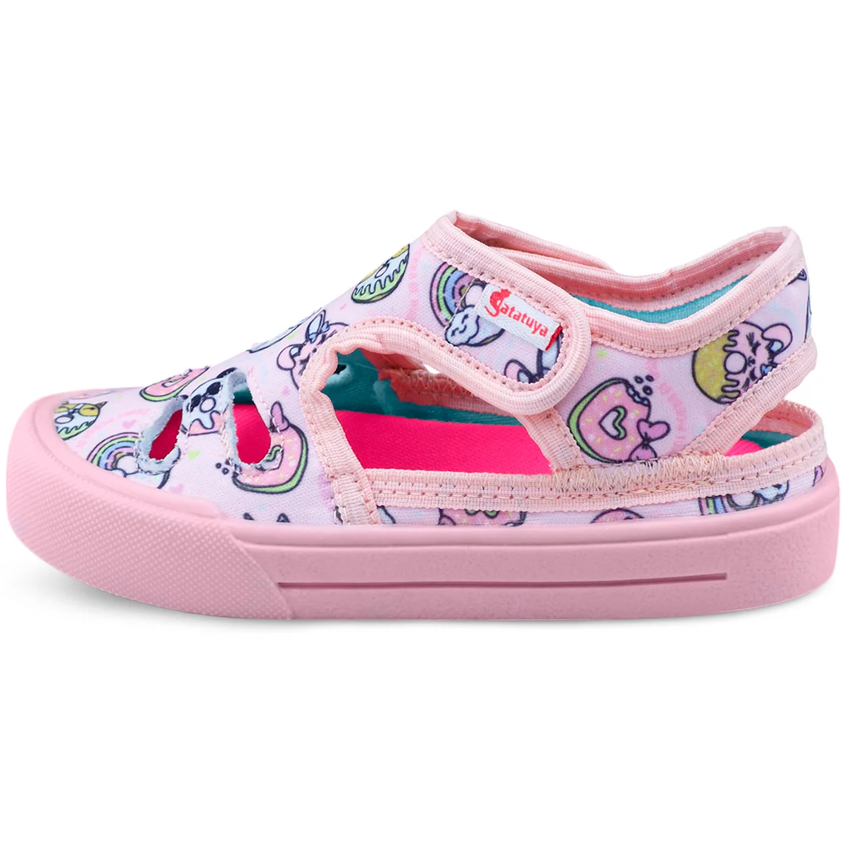 Kit 2 Pares Tênis Infantil Preto Casual E Sandália Papete Menina Rosa Donuts Gatatuya Rosa 3