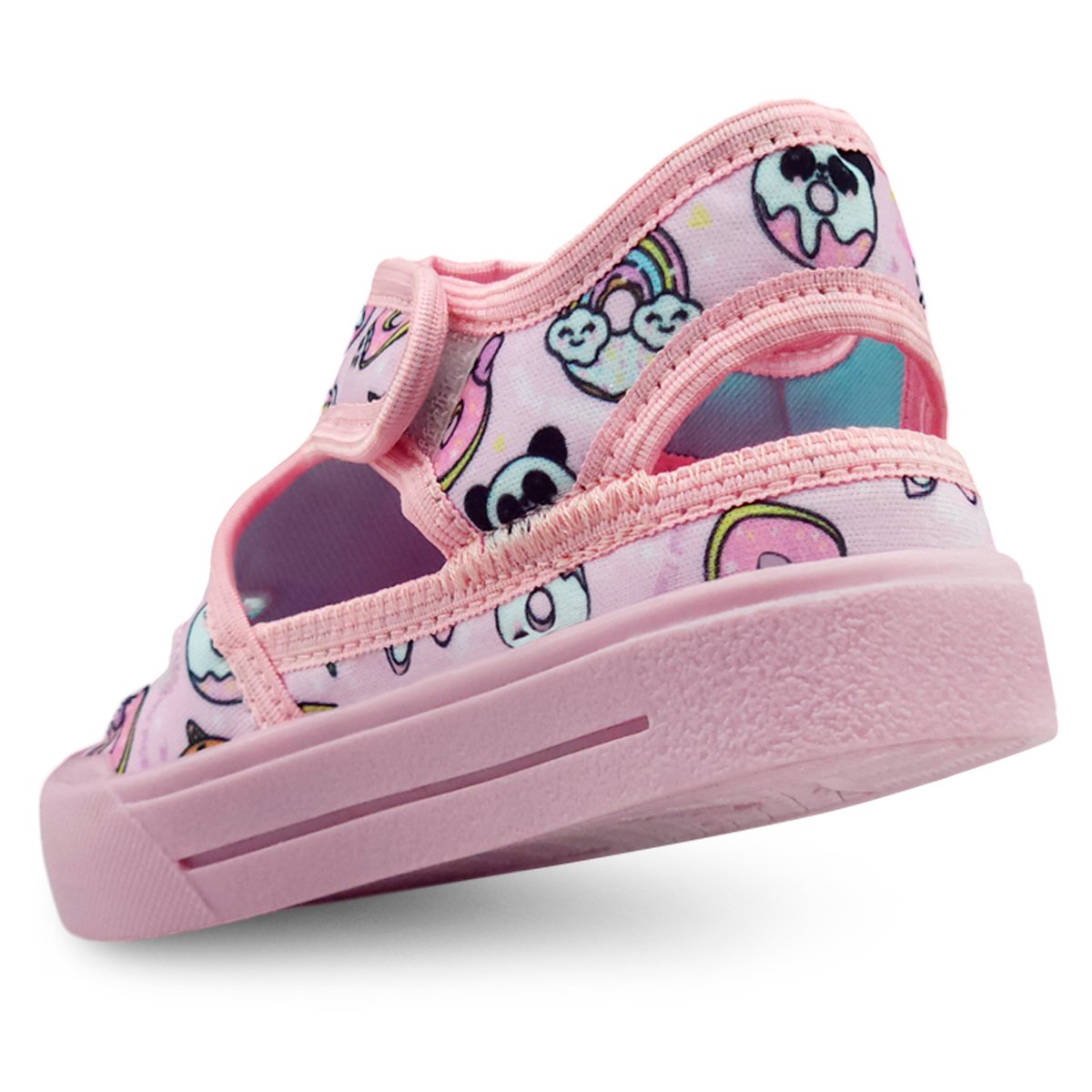 Kit 2 Pares Tênis Infantil Preto Casual E Sandália Papete Menina Rosa Donuts Gatatuya Rosa 5