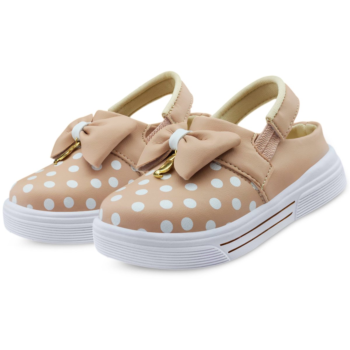 Sandália Babuche Infantil Menina Laço Nude/Branco Gatatuya