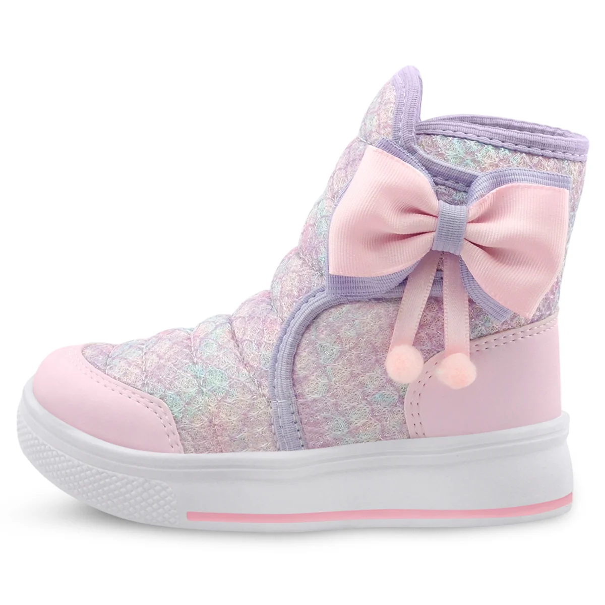 Kit Bota Infantil Menina Com Bolsa Cano Alto Feminina Rosa/Brilho Gatatuya Rosa 3