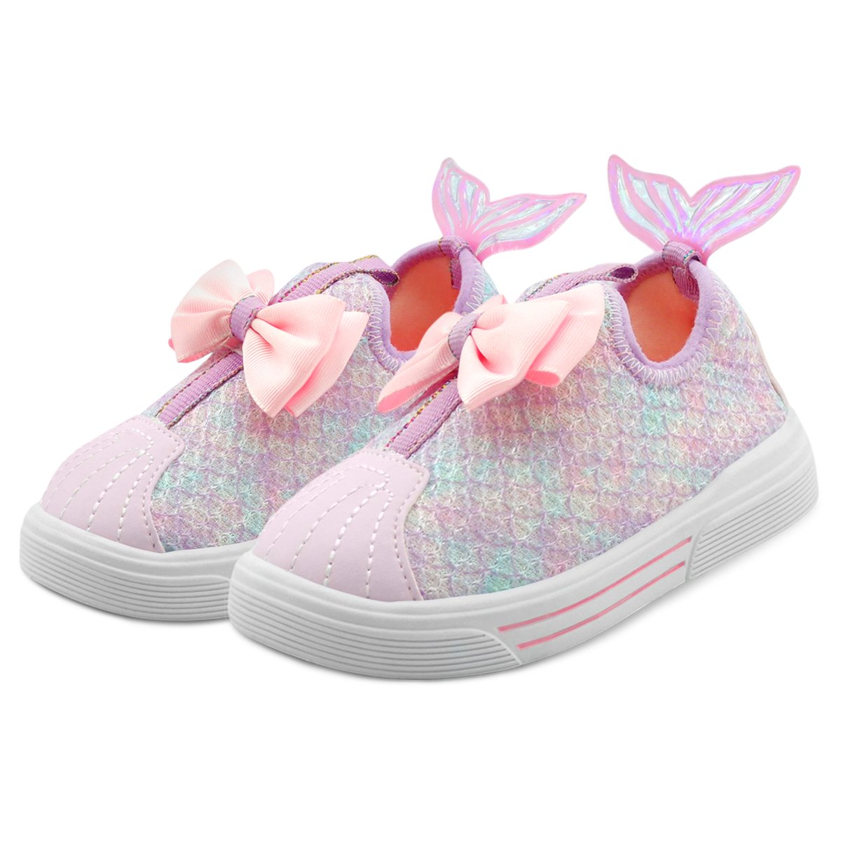 Tênis Menina Sereia Infantil Calce Fácil Laço Rosa 1