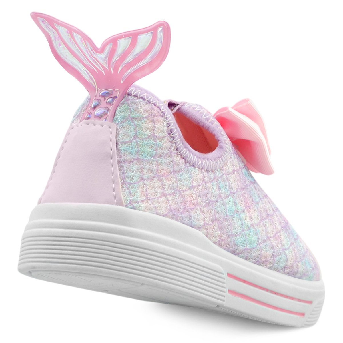 Tênis Menina Sereia Infantil Calce Fácil Laço Rosa 3
