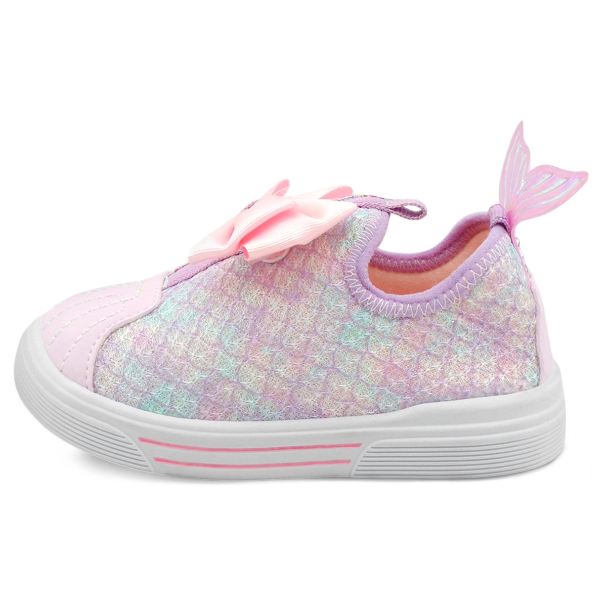 Tênis Menina Sereia Infantil Calce Fácil Laço Rosa 4