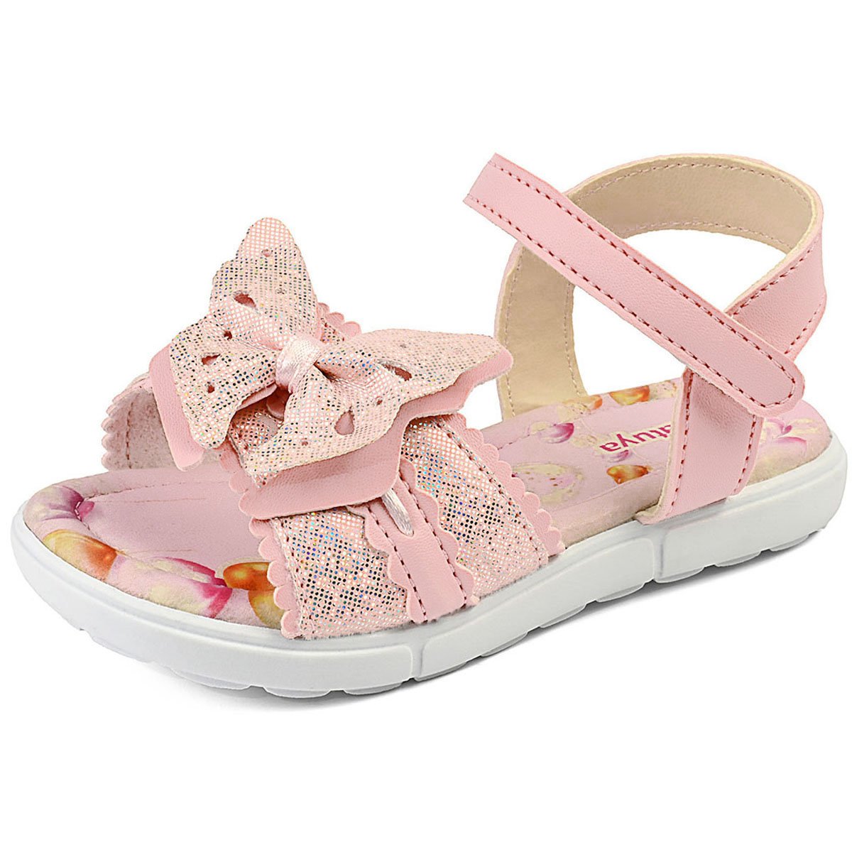 Kit Sandália Menina Infantil Com Bolsa Conforto Rosa Brilho Borboleta Gatatuya Rosa 4