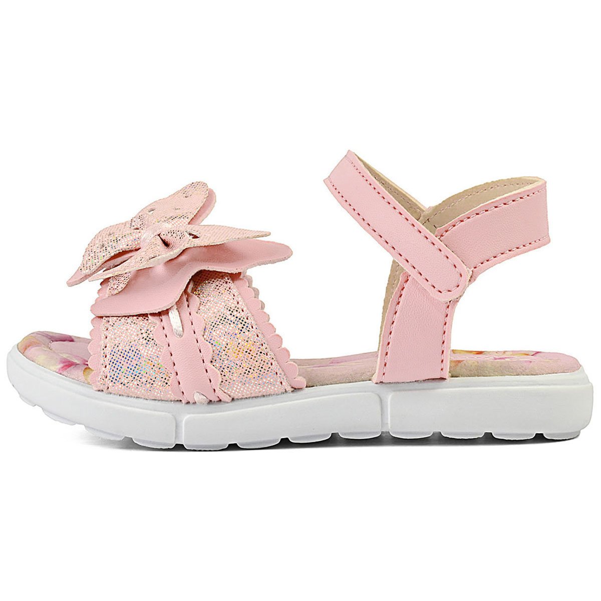 Kit Sandália Menina Infantil Com Bolsa Conforto Rosa Brilho Borboleta Gatatuya Rosa 5