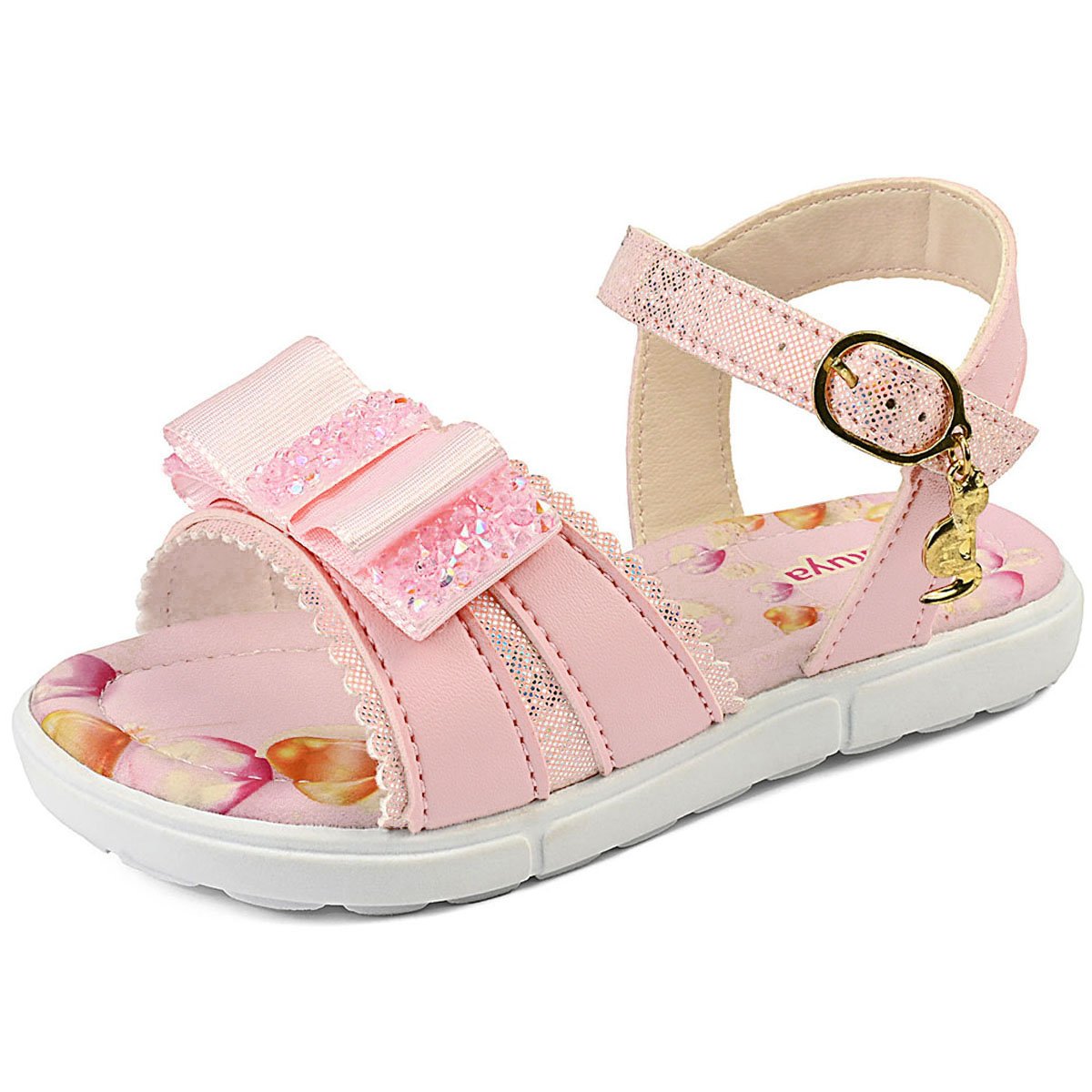 Sandália Menina Infantil Estilo Conforto Laço Rosa/Brilho Gatatuya Rosa 3