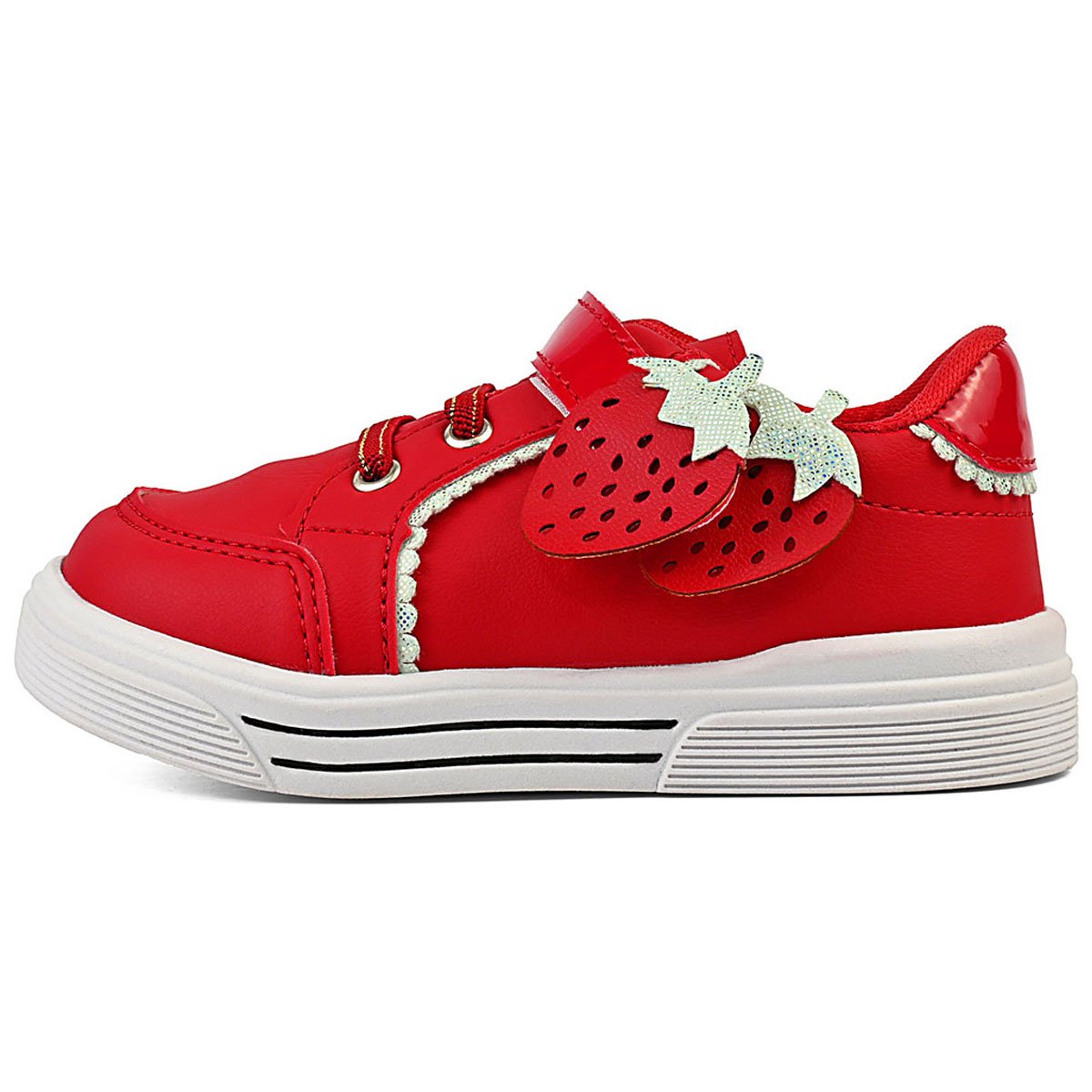 Tênis Infantil Feminino Vermelho Menina Morango do Amor Leve Confortável Antiderrapante Vermelho 4